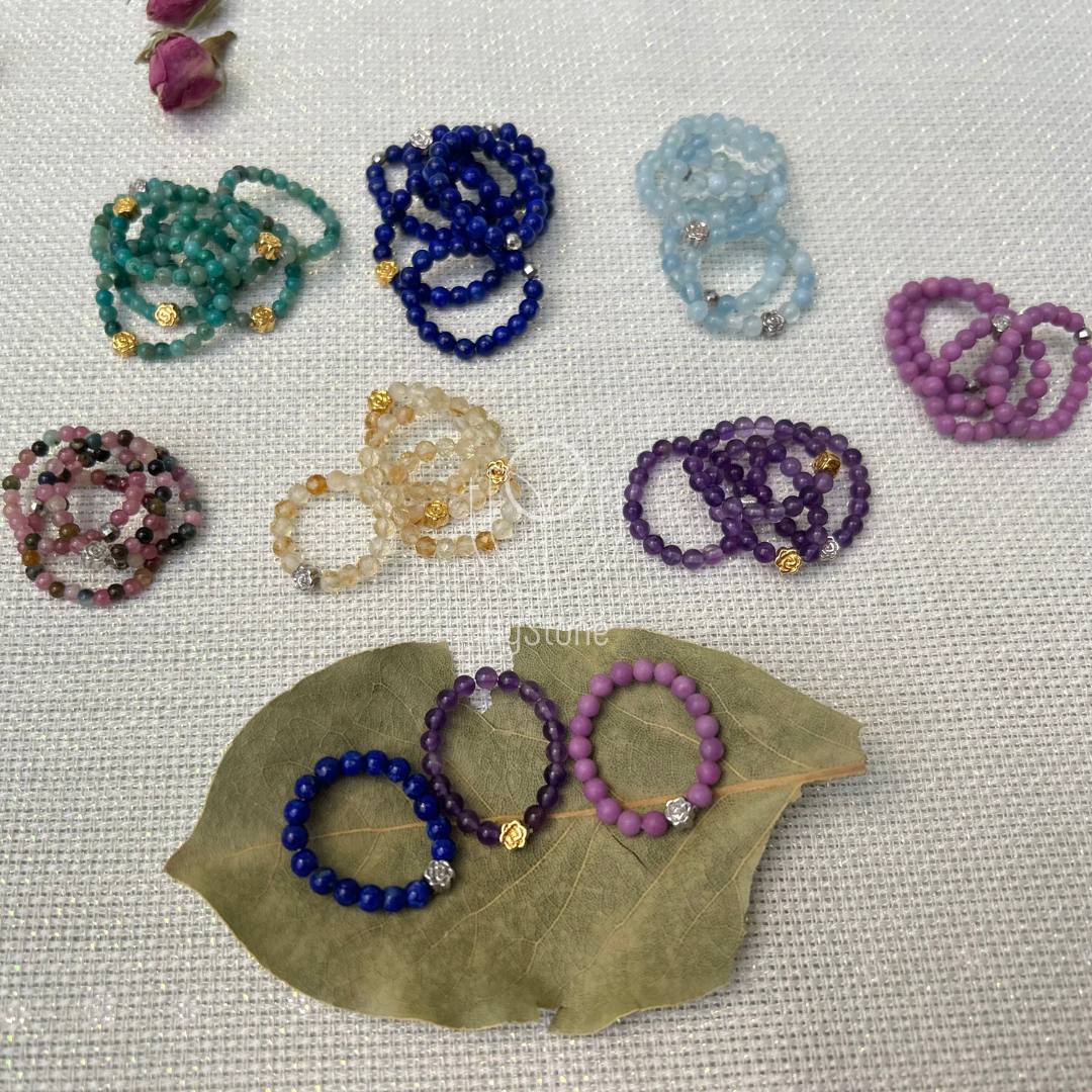 Edelsteinringe mit 925er Silber Röschen