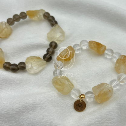Edelsteinarmband Citrin mit Bergkristall oder Rauchquarz