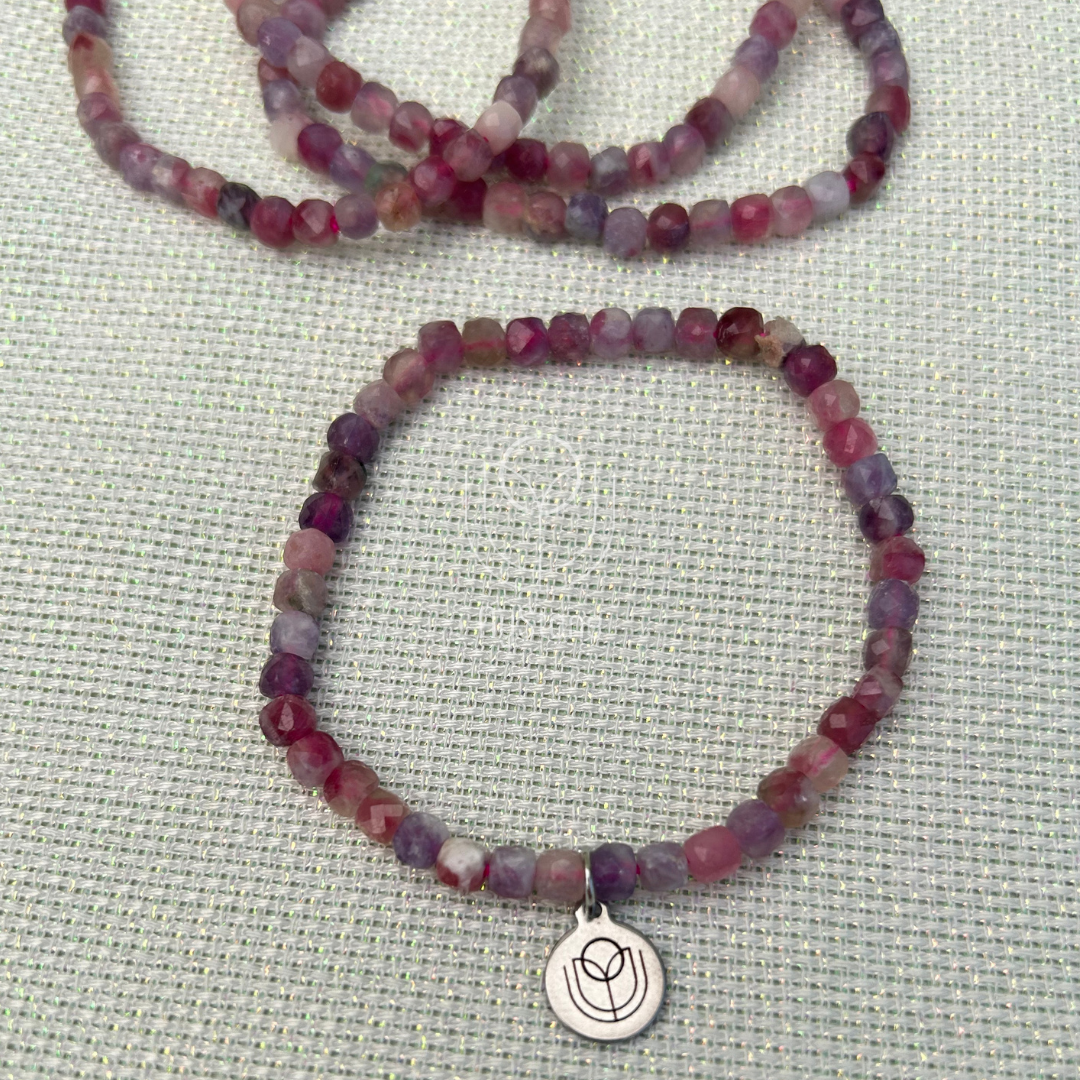 Edelsteinarmband Lepidolith mit Turmalin