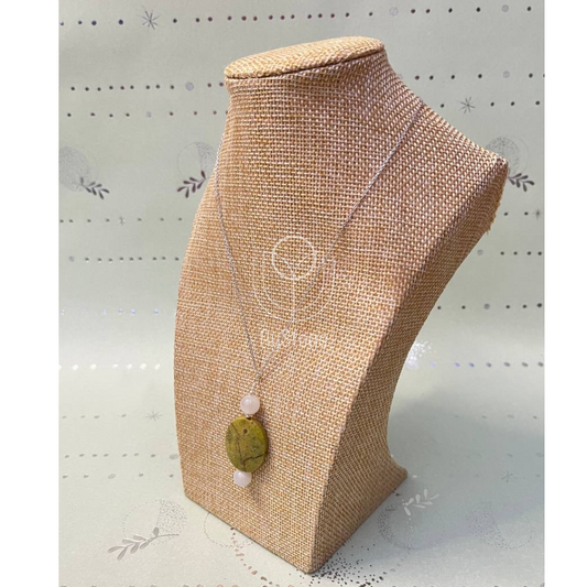 Edelsteinkette Stichtit / Atlantisit kombiniert mit Mondstein