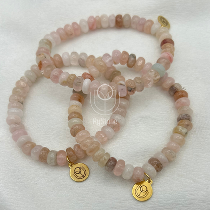 Edelsteinarmband Beryll / Morganit Button