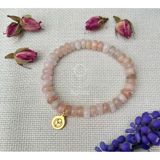 Edelsteinarmband Beryll / Morganit Button
