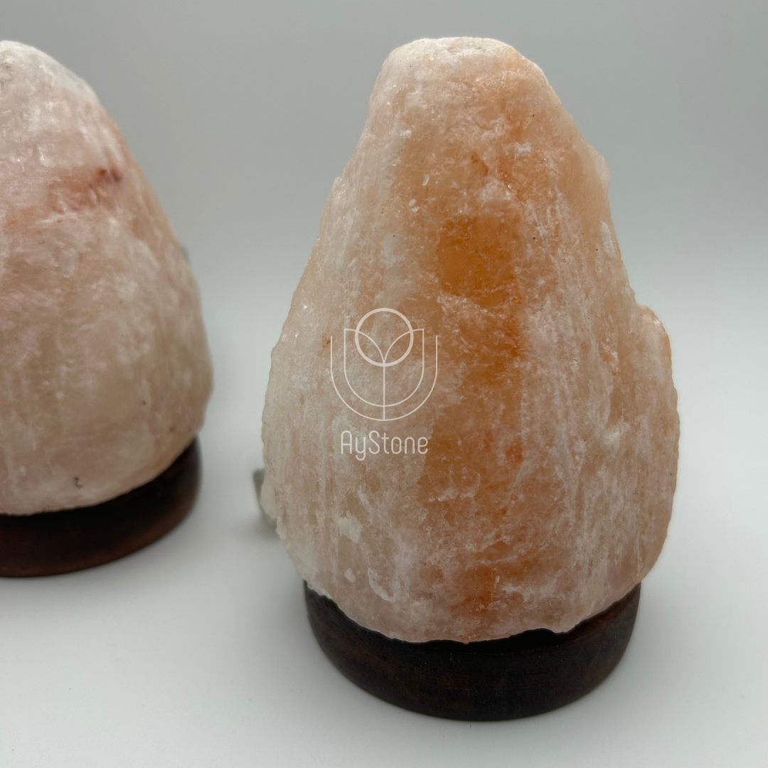 Salzlampe "Felsen" mit Holzsockel