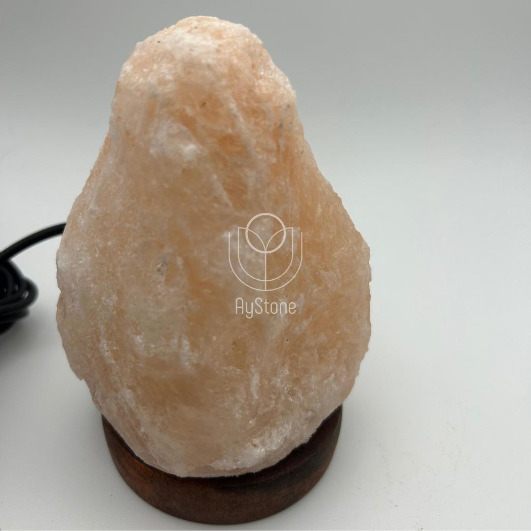Salzlampe "Felsen" mit Holzsockel